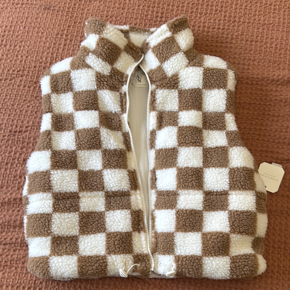 Altar'd State Brown and White Checkered Vest